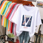 Oversized T Shirts 100% Cotton Plus Size Tees Printed  O Neck L-6XL Short Sleeve Women