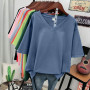 100% Cotton M-6XL Solid V Neck Short Sleeve Women's Top Oversized T Shirts