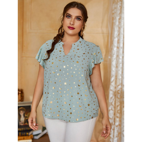 Women Elegant Plus Size Large Maxi T-Shirts V Neck Comfortable Casual Oversized Short Sleeve Clothing