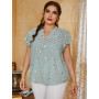 Women Elegant Plus Size Large Maxi T-Shirts V Neck Comfortable Casual Oversized Short Sleeve Clothing