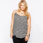 Plus Size Hounds tooth Print Cami Top Women Loose Spaghetti Strap Black And White Casual Tank Large Size Camisole 7XL 8XL