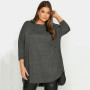 Plus Size Elegant Hi Low Tunic 3/4 Batwing Sleeve Long Loose Blouse Pleat Back Large Size Casual Top 6XL