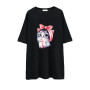 Plus Size 8XL 150KG Women T Shirts Tops Cat Printed O Neck Short Sleeve Casual Loose Tee