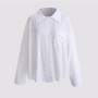Women's Blouse Long Sleeve Turn-down Collar T Shirt Casual Solid Loose Oversized Clothing