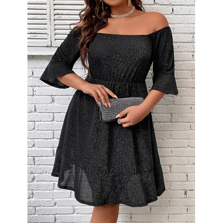 Plus Size Glitter Elegant 4XL Midi Dress for Women Sexy Curve's Cocktail Evening Dresses Large Size Clothing