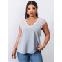 Plus Size 4XL Lace T Shirts Women's Short Sleeve V Neck Solid Oversized Blouses Casual Cotton Elegant Tops