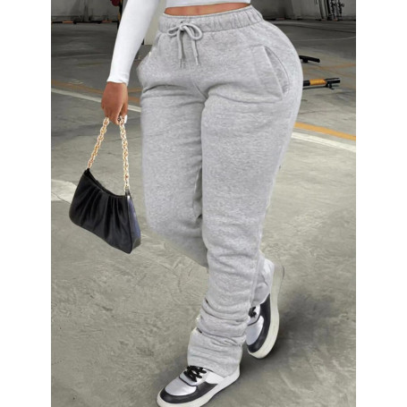 Plus Size pants Mid Waist Drawstring Roached Sweatpants Stretchy Street women's pant