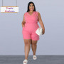 XL-4XL Plus Size Jumpsuits Women Clothing Fashion Casual V Neck Sleeveless Romper