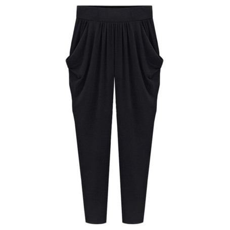 Plus Size 8XL 140kg Women Harem Pants High Elastic Waist Pleated Pockets Thin Slim Ankle Length Loose Trousers