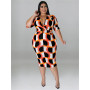 Plus Size Dresses Party Bodycon Women Clothes Shot Sleeve Sexy Maxi Dress Office Lady with Belt