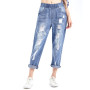Ripped Jeans For Women High Waist Plus Size Loose Softener Light Blue Ankle-length Denim Harem Pants 6xl 7xl 8xl