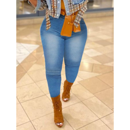 Mid Waist Stretchy Jeans Medium Stretchy Zipper Fly Street women Jeans