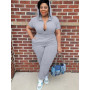 Woman Suits Short Sleeve One Piece Outfit Casual Pullover Jumpsuit Plus Size