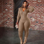 Plus Size Women Clothing Jumpsuits Skinny Rompers Sexy One Piece Hoodie Outfits Knitted Bodycon