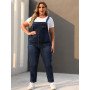 Jumpsuits Women High waist plus size Casual Straight Denim Ankle-length Jeans Rompers