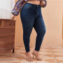 Women Mom Jeans High Waist Plus Size Jeans High Elastic Stretch Jeans 100kgs Washed Denim Skinny Pencil Pant