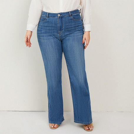 Wide Leg Jeans Straight Fitting High Waist Stretchy Washing Full Length 175cms Tall Jeans Curve Women Jeans