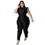 Big Beautiful Women Bodycon Jumpsuit Rompers Sleeveless Stringy Selvedge Patchwork Overalls