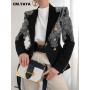 Streetwear Paisley Butterfly Printed Double Breasted Long Sleeve Blazer for Womenr INS Blazers
