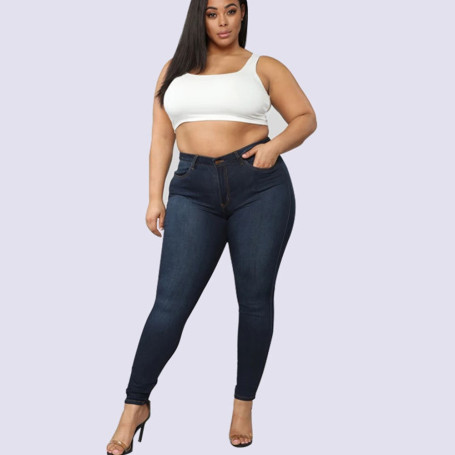 Plus Size Slim Skinny Jeans Women Blue Full Length Jeans 4XL 5XL Mom High Waist Stretch Denim Pants Lady Casual Denim Trousers