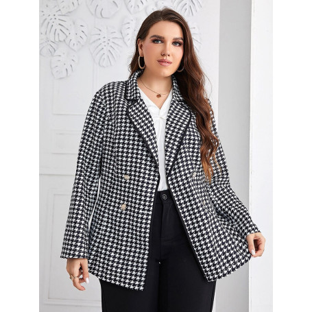 Plus Size Women Clothing  Fashion Vintage Button Suit Outwear Long Casual Elegant Office