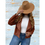 Plus Size  Cowboy  Jacket Women Vintage Brown