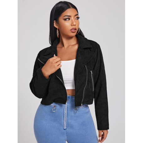 Women  Plus Size Ladies Jacket  Large Size Curvy Black Short Coats  Streetwear Long Sleeve  Outerwear