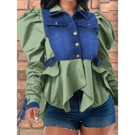 Plus Size women coat Fold Design Drawstring Jacket Sleeve Turndown Collar women Jacket c