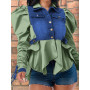 Plus Size women coat Fold Design Drawstring Jacket Sleeve Turndown Collar women Jacket c