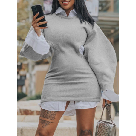 Plus Size Dropped Shoulder Cut Out Sweat Dress Hubble Bubble Sleeve