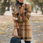 Clothes for Women Fashion Plaid Printing Long Jacket Thin Coat Overcoat Winter Outwear Coat Women