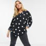 Plus Size Half Button Placket Polka Dot Blouse Women Roll Sleeve Casual Top Loose Shirt 6XL 7XL