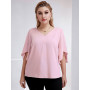 Cheap Fashion Solid Women Blouse Plus Size Tops Pink Casual Elegant Loose Puff Sleeve Shirt Clothing