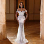Luxury Mermaid Wedding Dress Off Shoulder Shiny Appliques Bride Marriage Bridal Gown Tailored-Made Sweep Train Robes De Mariée
