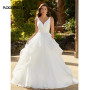 Simple Wedding Dress For Women V-Neck Backless Pleated Tiered Bridal Gowns With Belt Vestidos De Novia Custom Made
