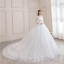 Wedding Dress Luxury Full Sleeve Sexy V-neck Bride Dress With Train Ball Gown Princess Classic Wedding Gowns
