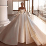 Elegant Wedding Dresses Pearls Modern Bridal Beach Boho Gowns Sweep Train A-Line Satin Ball Plus Size Vestidos De Novia فست