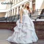 Exquisite Cascading Ruffles Wedding Dress Scoop Appliques A-line Wedding Gown Abito Da Sposa Personal Customization