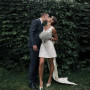 Short Mini Satin V Neck Bridal Gown Large Bow Open Back Sleeveless Above Knee Length Wedding Dress