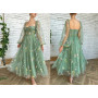 Sage Green Corset Dress A line Tea-length Embroidery Lace Tulle Ball Gown Sweetheart Fairy Prom Dress