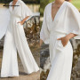 Simple Wedding Dresses Classic Boho Lace Jumpsuit Receipt Bridal Gowns  Women Chiffon Beach Pant Suit