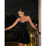 Modern Black Sleeveless Velour Evening Dresses Formal Club Party Prom Gowns Dress