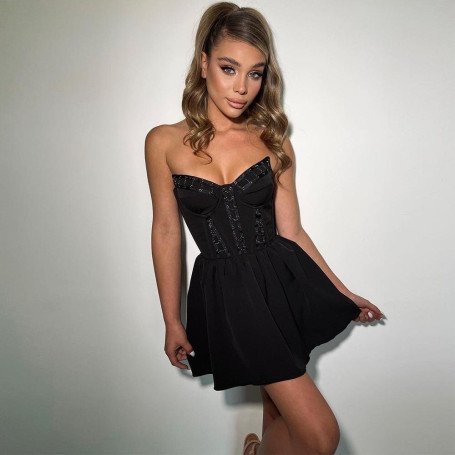 Sexy Black Mini Prom Dresses V-Neck Appliques Evening Gown Short Cocktail Dress Lady Formal Party Gowns