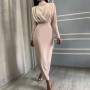 Sexy Elegant Clothes Sleeveless Backless Side Slit Bodycon Maxi Evening Long Sleeve Dress