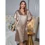 Gold Silk Satin Sleepwear Loose Casual Sexy Night Dress Ruffle Sleeve Women's Pajamas Underwear