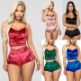 Velvet Women Sexy Pajamas Sleepwear Lingerie Soft Cami Tops Shorts Nightwear