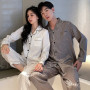 Pajamas Women's Silk Long-sleeved Suit Jacquard Plaid High-grade Ice Silk Pajamas