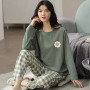 Pure Cotton Pajamas Women's Long-sleeved Simple Loose Casual Suit Large Size 5XL