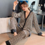Women's Pajamas Set V Neck Design Luxury Cross Letter Print Sleepwear Silk  XXL Large Size Nightwear