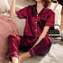 Short Sleeve Silk Women Pajama Sets Silk Sleepwear Plus Size 3XL 4XL 5XL Nightwear Set